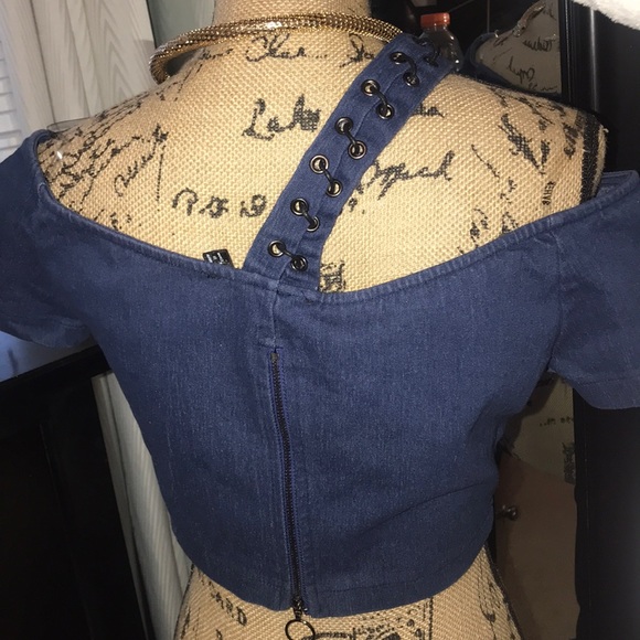 Denim cropped top - Picture 4 of 4